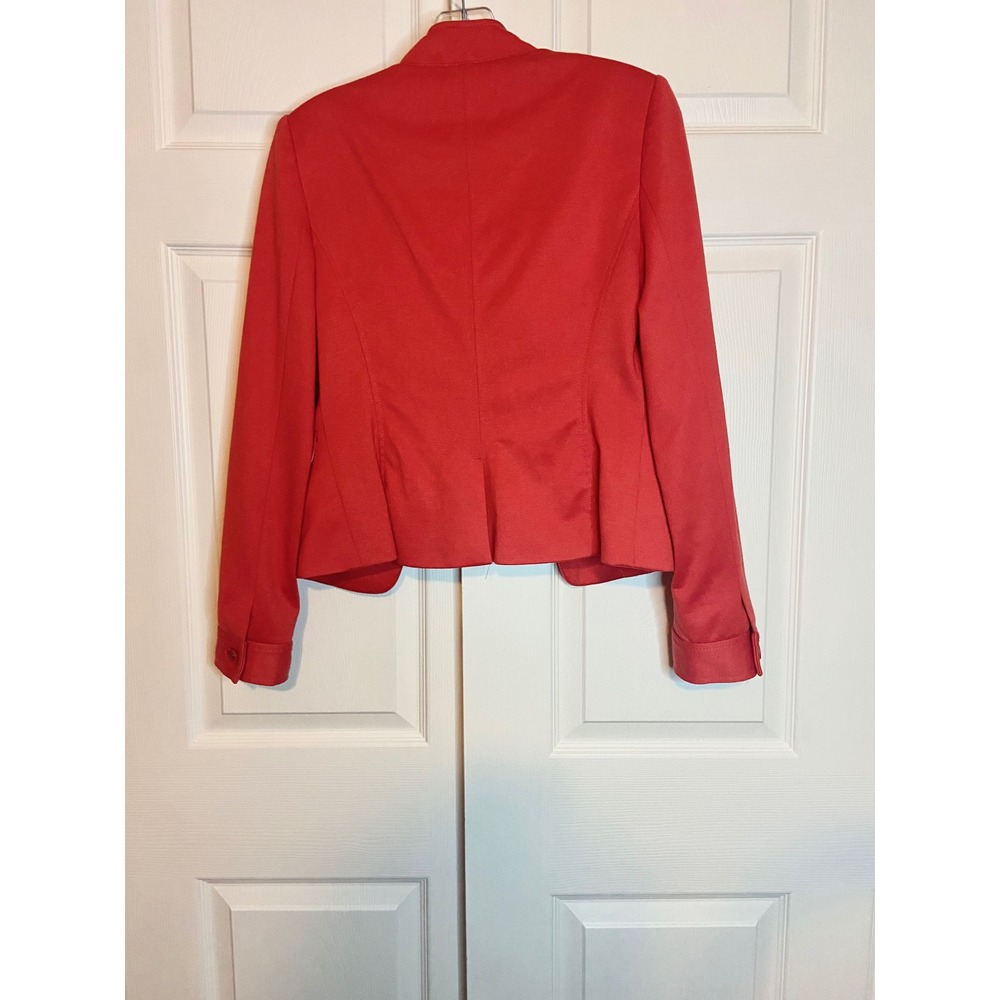 Y2K Cynthia Rowley Coral Red Paisley Lined Two Button Blazer Jacket Preppy Small - Picture 2 of 6